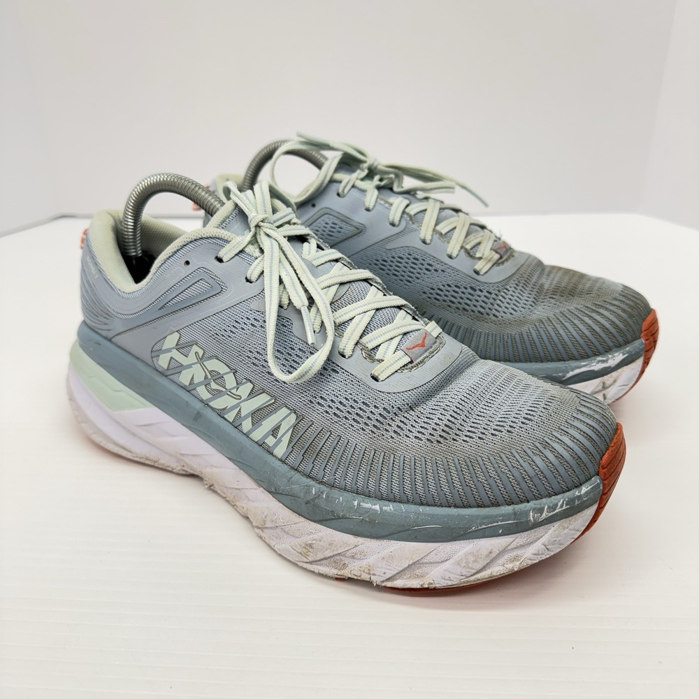 Hoka One One Shoes Womens 10 Bondi 7 Lace Up Running Sneaker F27221l Blue Fabric